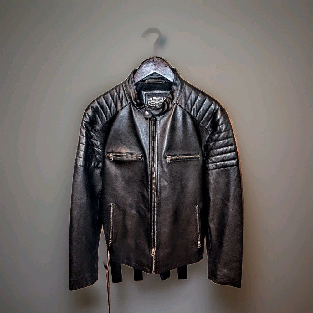 Men's Real Lambskin Leather Black Biker Style Jacket BRAND NEW WITH TAGS 70% OFF