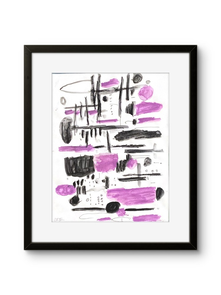 Original Expressionism Modern Bright Abstract Geometric Pop Art 11x14 on Paper