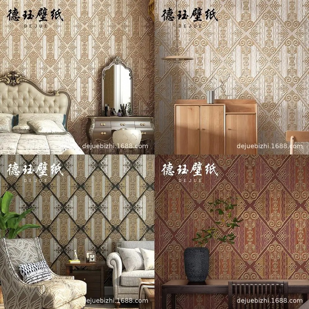3D Retro European Style Diamond Pattern Wallpaper for Home Luxury Living Room