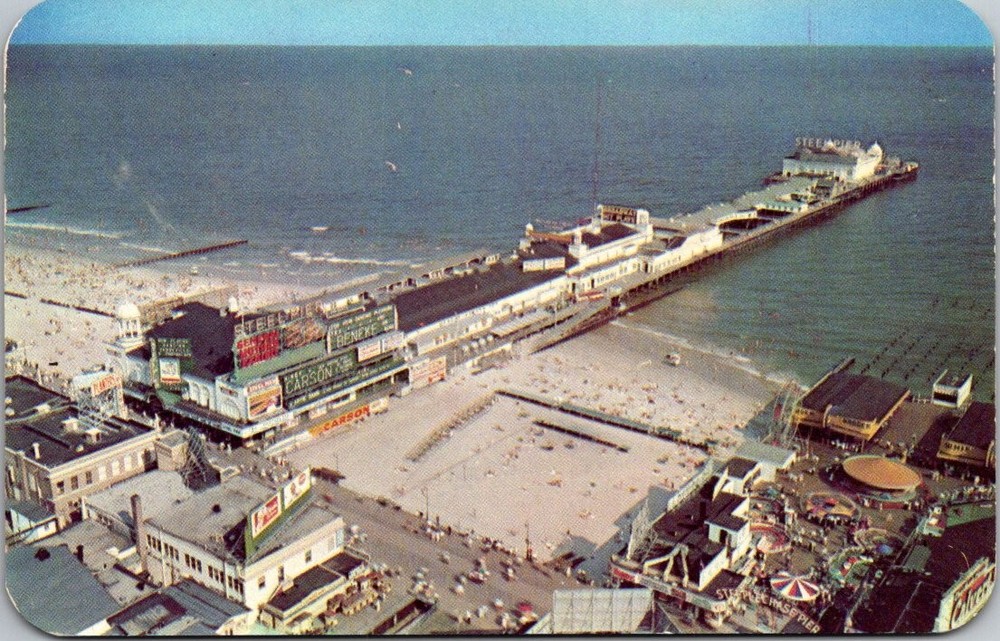1963 Atlantic City NJ Steel Pier Aerial View Vintage Chrome Postcard Posted