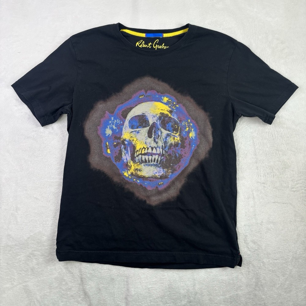 Robert Graham Skull Black Short Sleeve Graphic Shirt Men's Medium