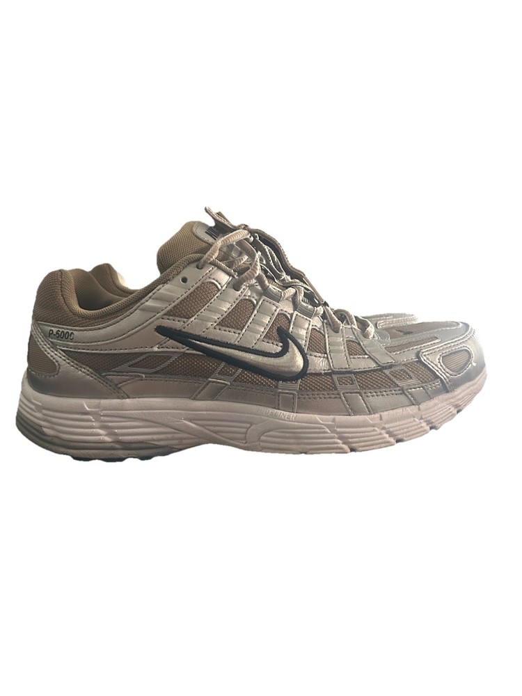 Nike P-6000 Men's Sneakers Size 8.5 Khaki Metallic Silver White Casual Shoes