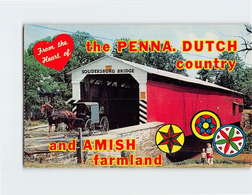 Postcard View of Soudersburg Covered Bridge Pennsylvania USA