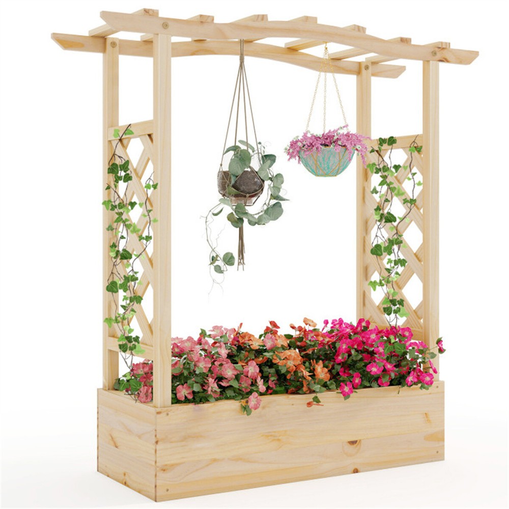 Wooden Garden Planter Box with Sheltered Roof for Vegetables Herbs Flowers