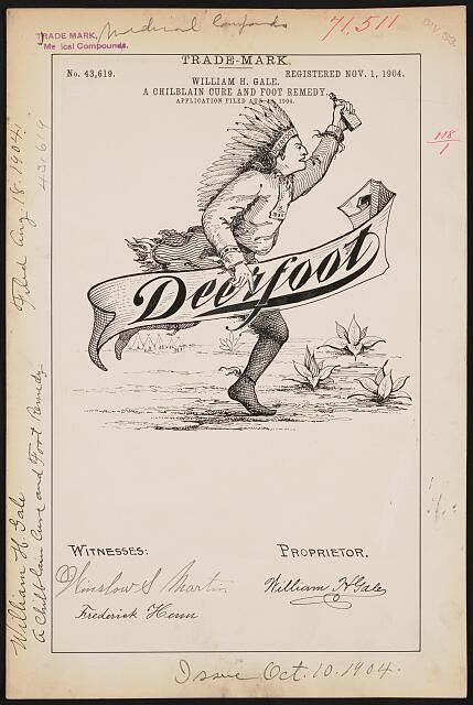 [ William H. Gale for Deerfoot brand A Chilblain Cure and Foot Remedy]