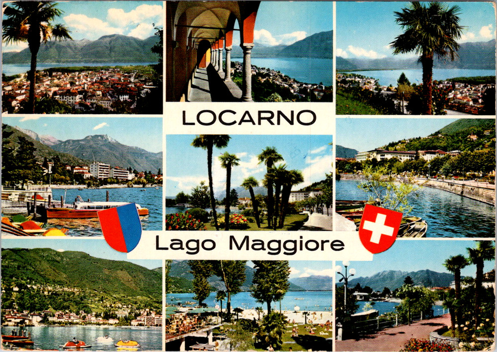 Vintage Postcard Locarno Switzerland Lago Maggiore Beautiful Lake Views