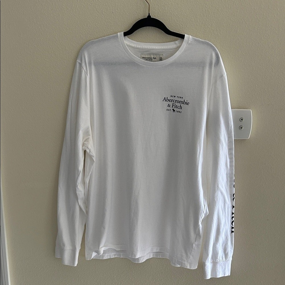 Abercrombie & fitch soft A&F white logo graphic long sleeve tee shirt XXL men’s