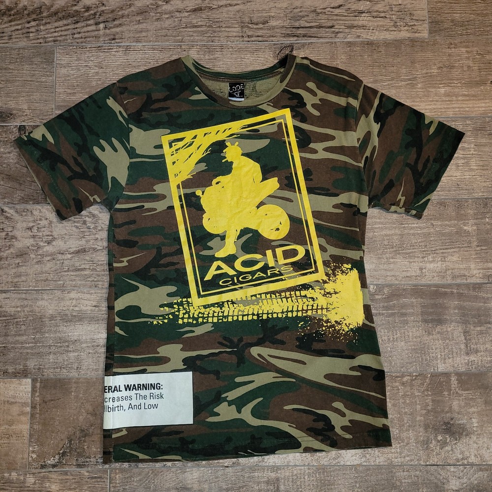 Camo Acid Cigars Short Sleeve Tee with Surgeon General Warning Medium Double-Sided-image