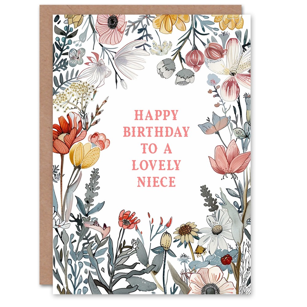 Niece Happy Birthday Card Summer Meadow Floral Garden Flowers Greeting Card
