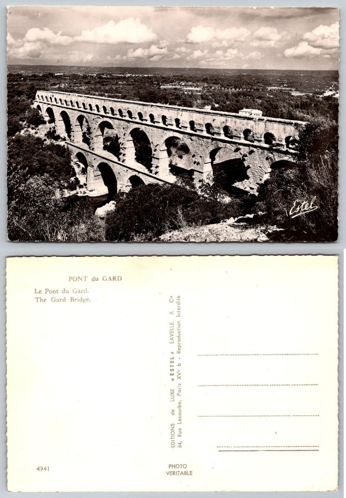 Pont du Gard France Vintage RPPC Postcard - Roman Aqueduct Bridge Estel