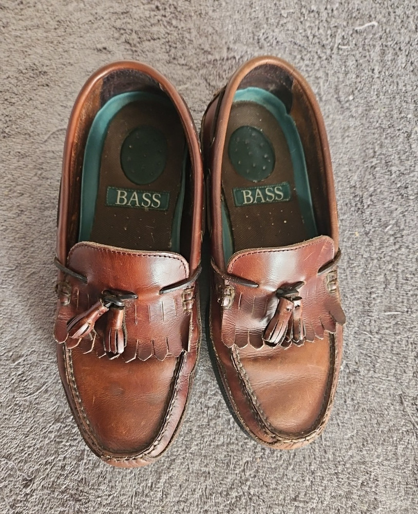 Loafers Men's 9.5 W Bass Henry II  Brown Leather Tasseled Shoes