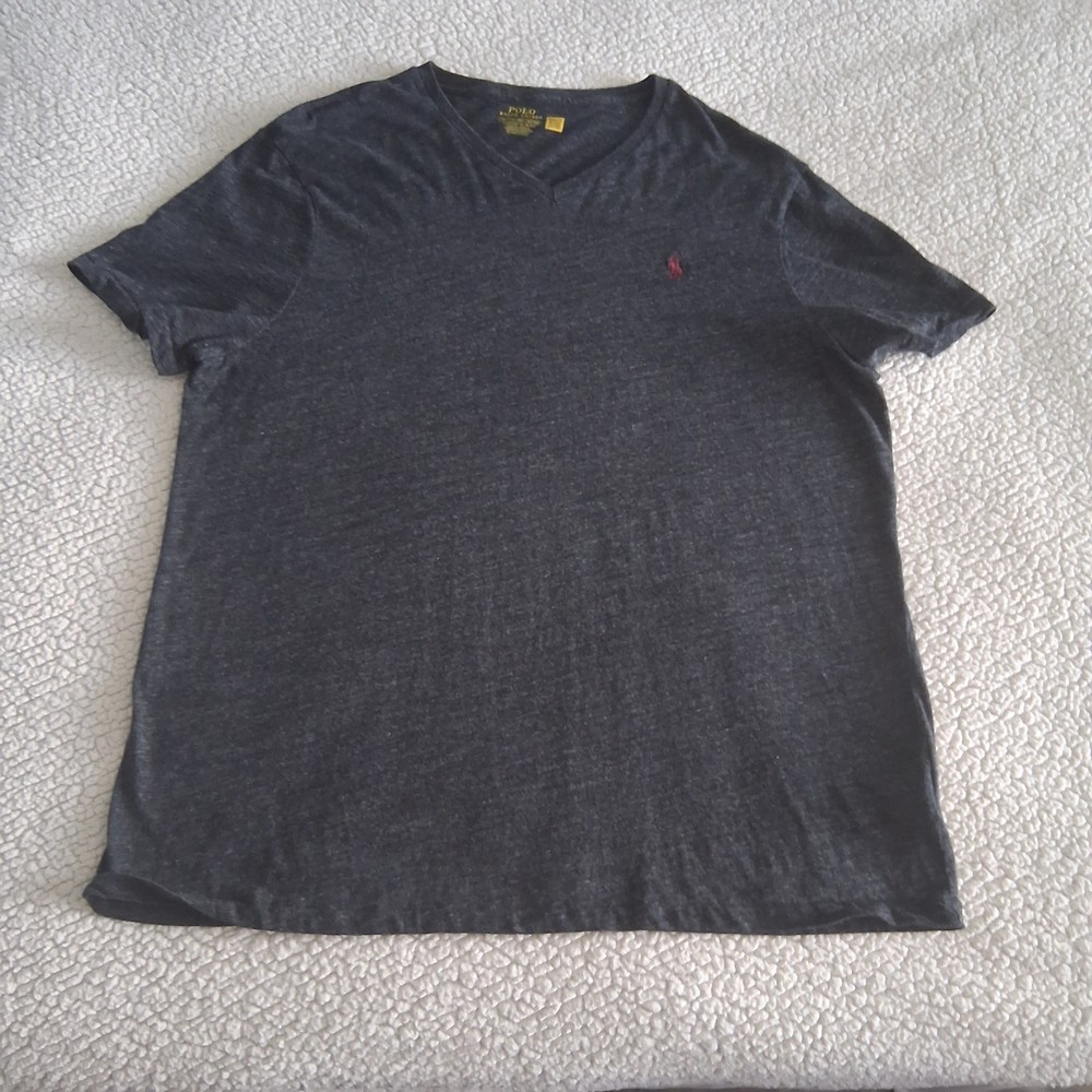 Polo Ralph Lauren T-Shirt Mens 2XL V-Neck Pony Logo Heather Dark Gray