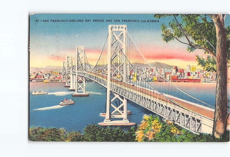 Postcard San Francisco-Oakland Bay Bridge California USA North America