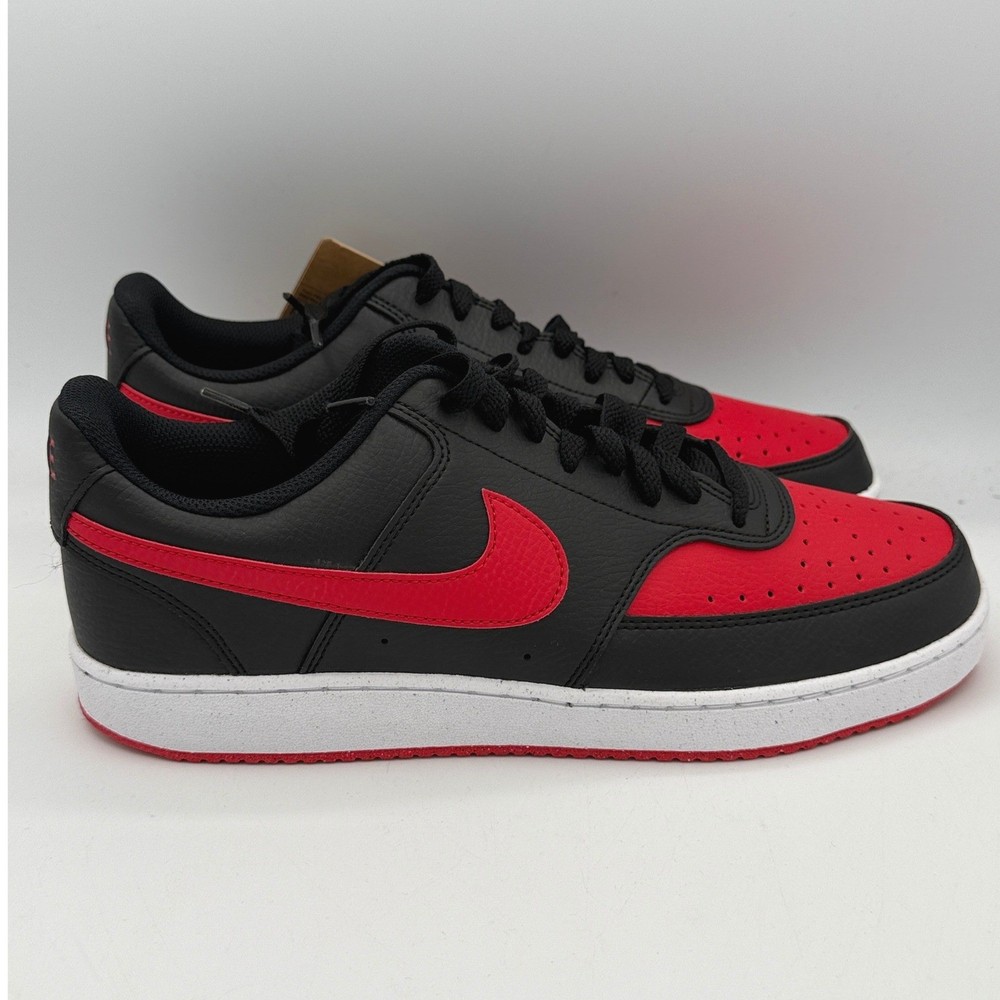 Nike Court Vision Low NN Shoes Mens 10.5 Black Red White Sneakers FJ0685 010