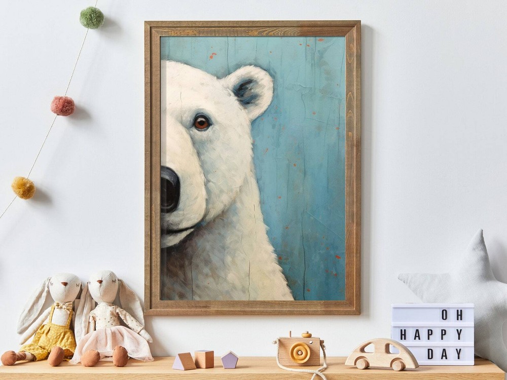 Bear Wall Art Unique Vintage Polar Bear Animal Decor Perfect For Nursery Kids
