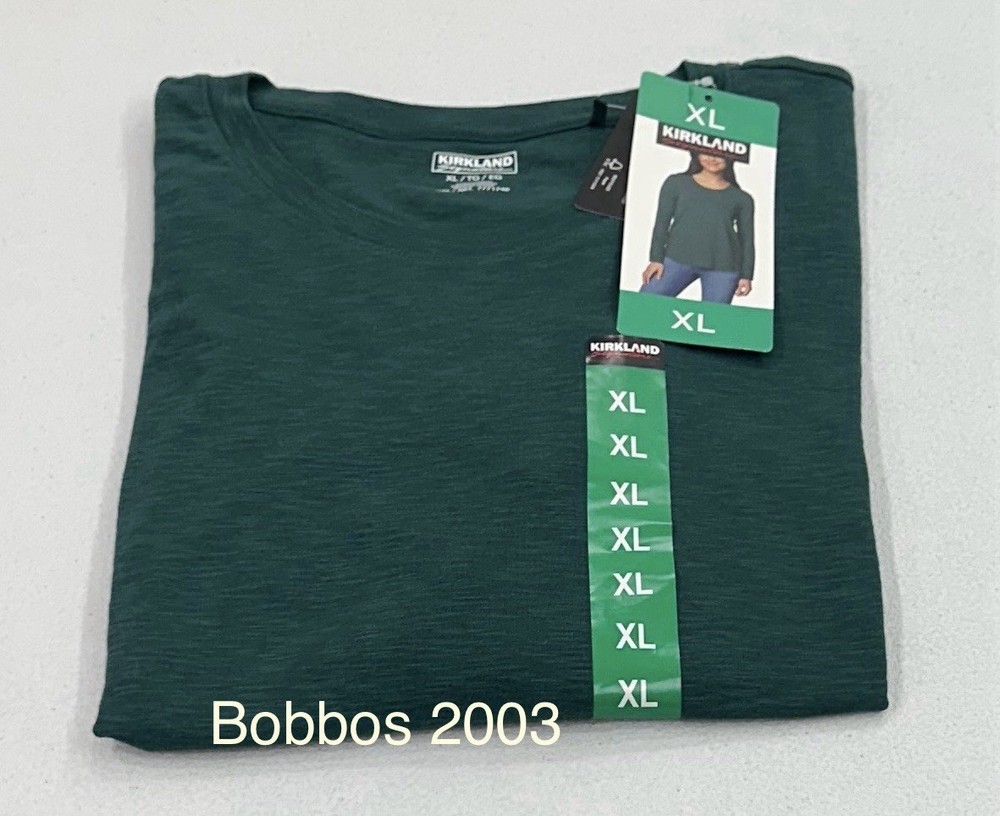 Kirkland Signature Women's Long-Sleeve Slub Tee, Green, Size XL