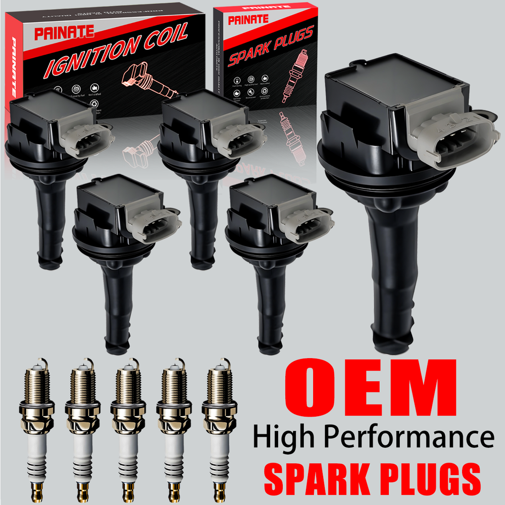 5X Brand OEM Ignition Coil & Iridium Spark Plugs For Volvo C30 C70 S40 S60 UF517