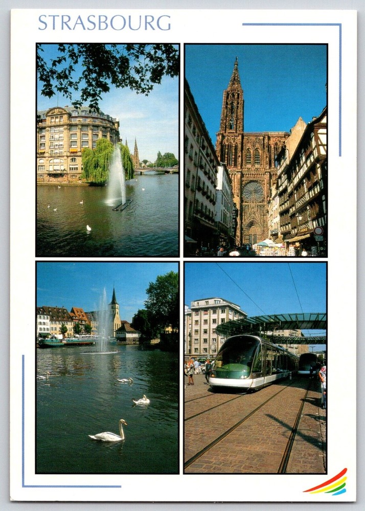 Postcard Strasbourg France Buildings Monorail