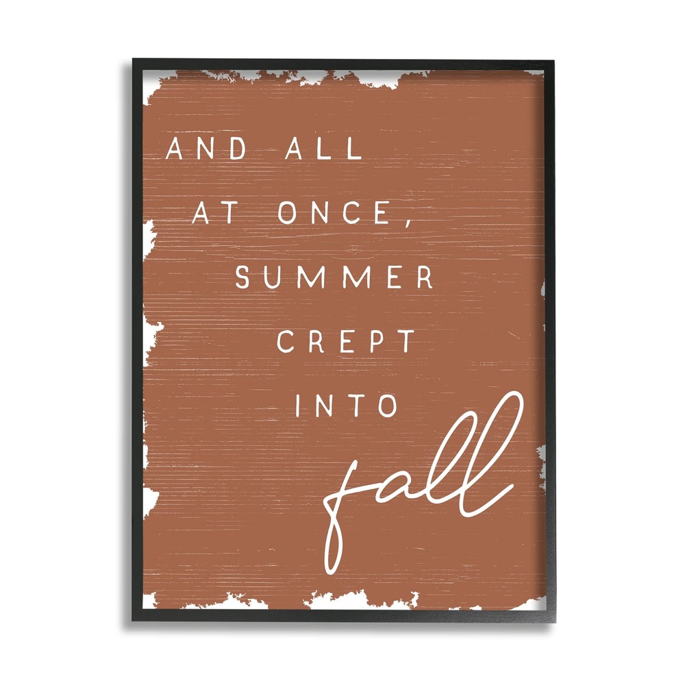 at Once Summer Into Fall Phrase Orange Pattern Black Framed Wall Art, 11 x 14...