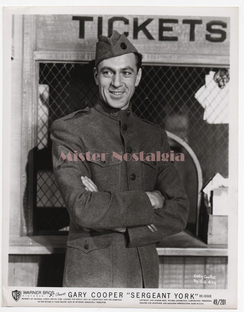 Gary Cooper Sergeant York 1941 Re‑Release Vintage 8x10 Photo Warner Bros Rare