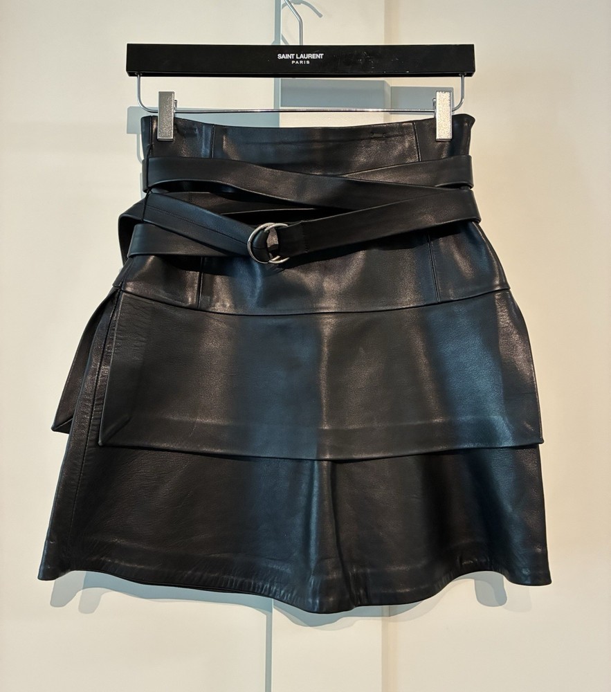 *NEW* IRO 🖤 34 Black Lamb Leather Mini Skirt