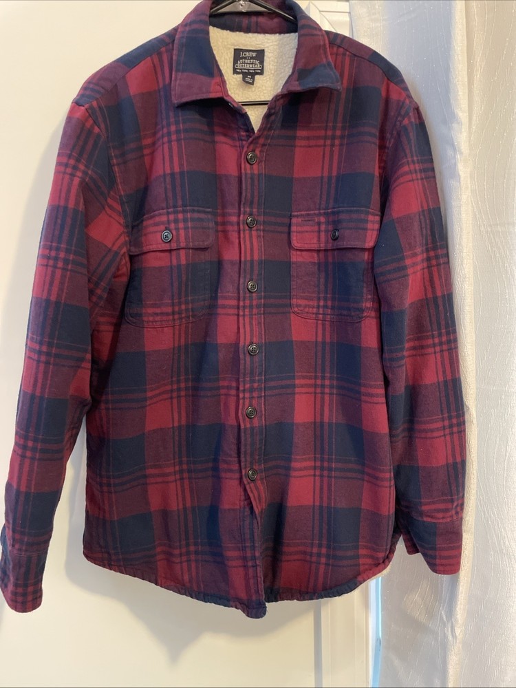 J Crew Men's Jacket M Authentic Outerwear Sherpa Lined Button Down