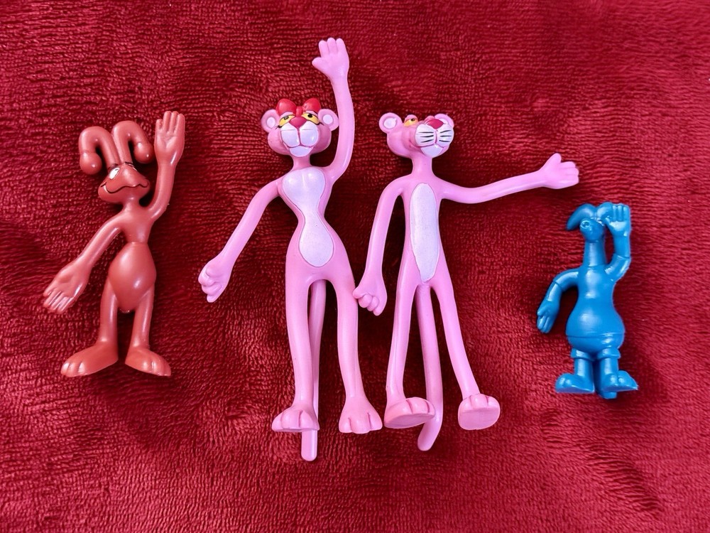 Vtg United Artists Corp Pink Panther Lot Of 4 - Pantheress Girl Bendy Bendable