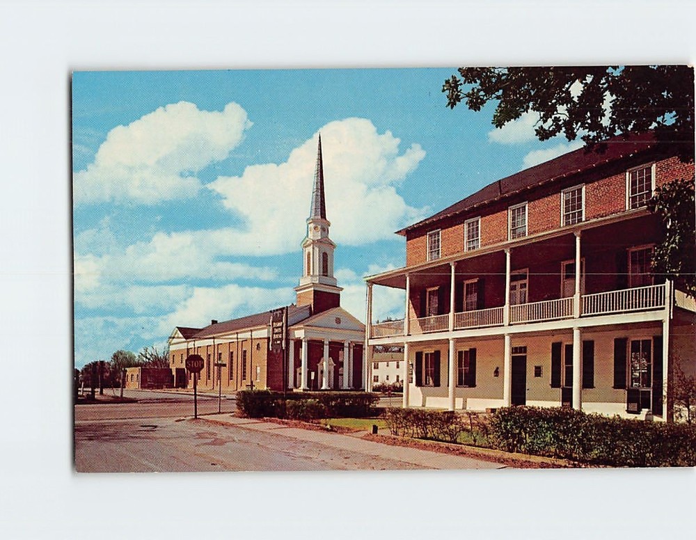 Postcard Bishop Davis House & First Baptist Church Camden South Carolina USA