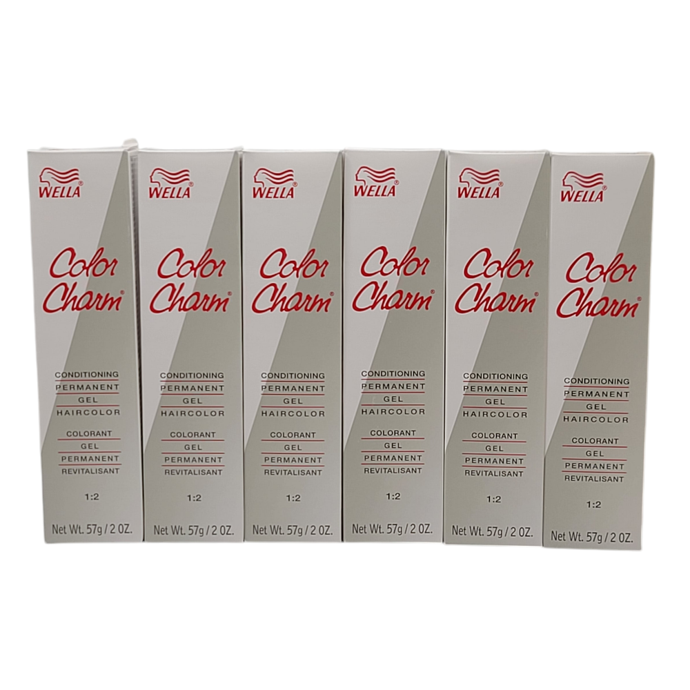6 Pack Wella Color Charm Permanent Gel Hair Color 7W Caramel - 2 oz