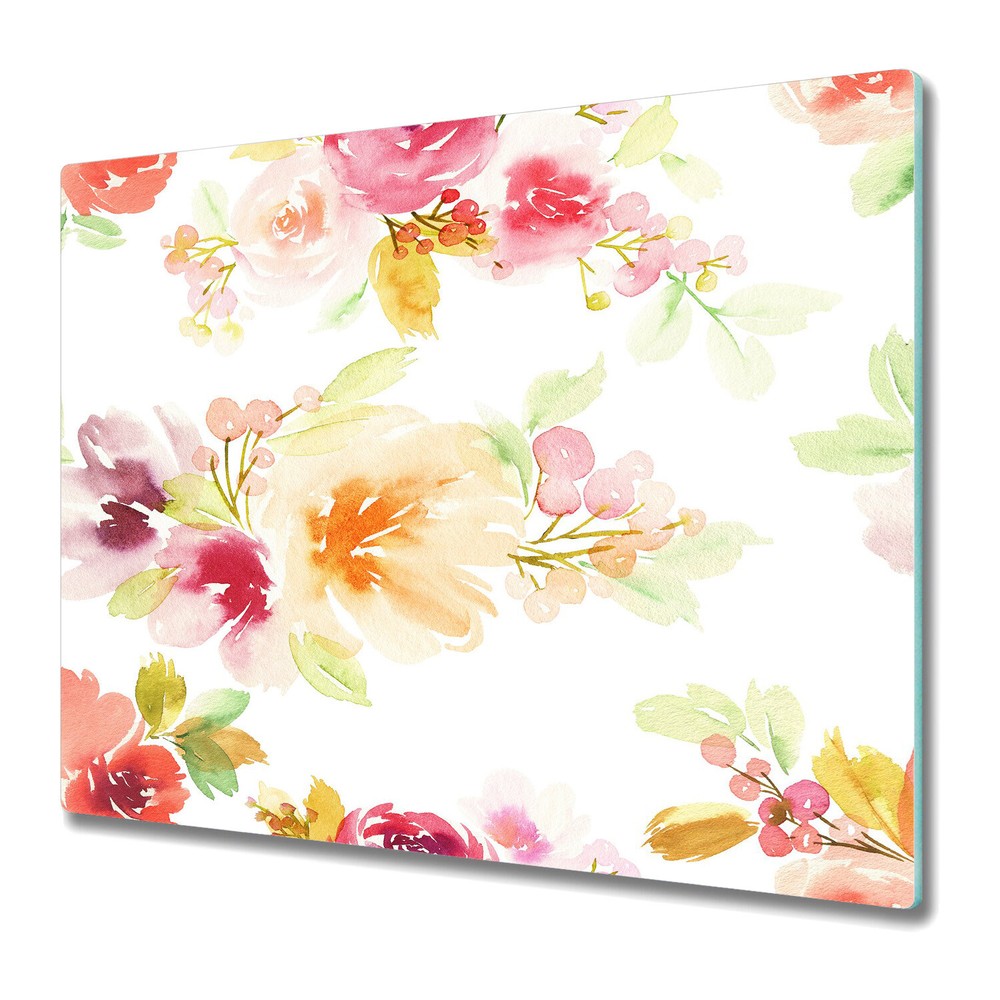 Glass Worktop Kitchen Chopping Board Cute Vintage Flowers Watercolour Floral