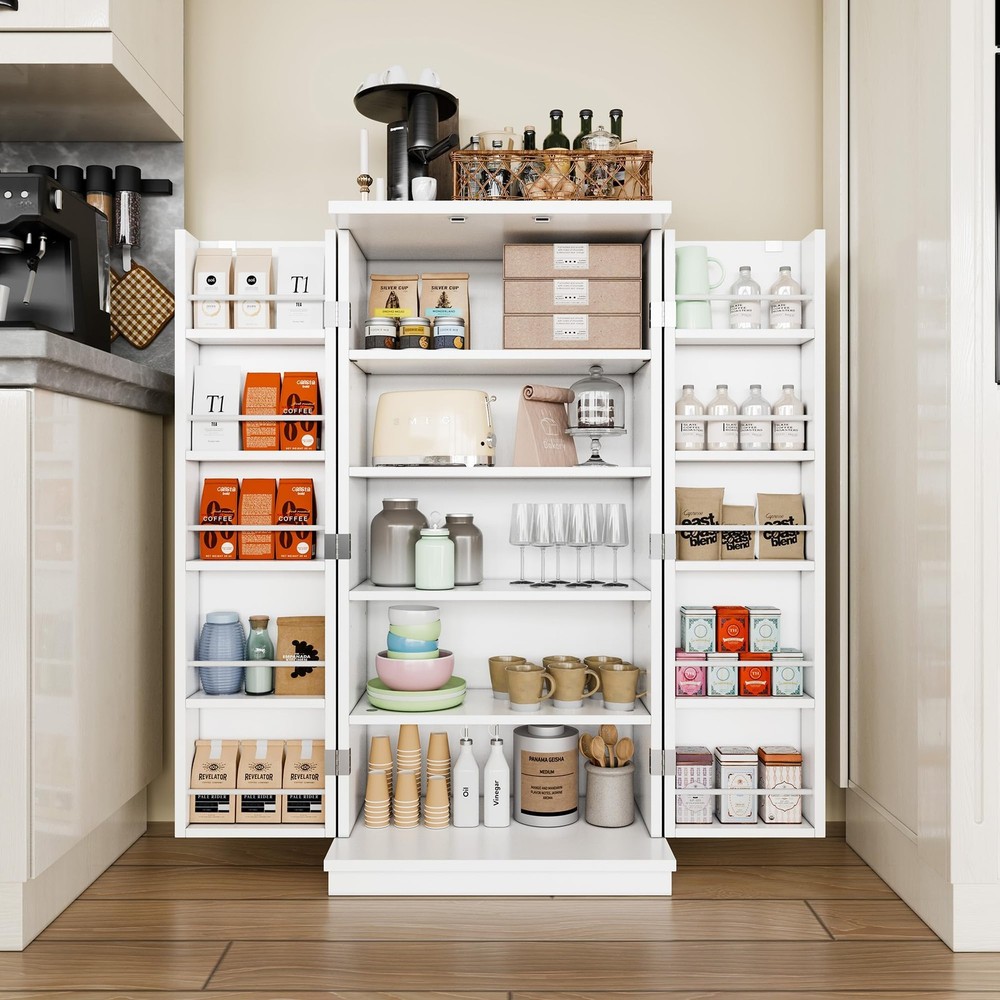 Shintenchi 5-Tier Adjustable Kitchen Pantry Cabinet for Spacious Storage