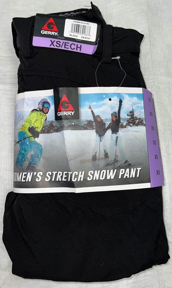 Gerry Women’s Stretch Fleece Lined Snow Pant Size XS, Black. New
