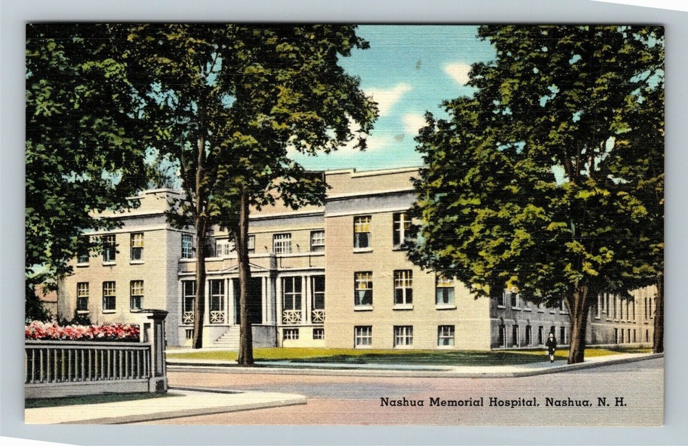 Nashua NH-New Hampshire, Nashua Memorial Hospital, Vintage Postcard