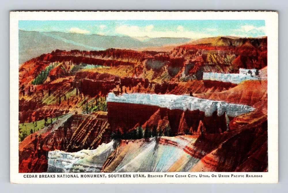 Cedar Breaks National Monument, Aerial Canyon, Vintage Postcard