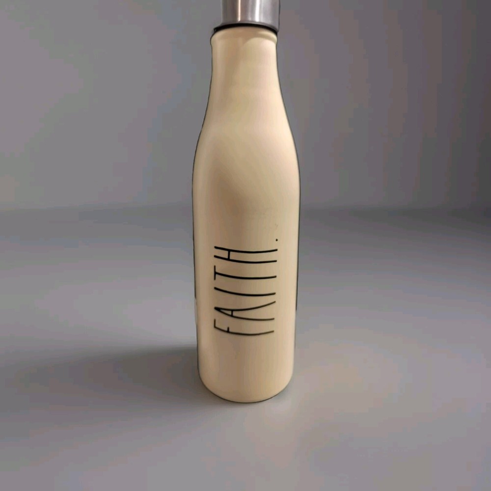 Rae Dunn Faith 17oz Ivory Stainless Steel Travel Water Bottle Gently Used