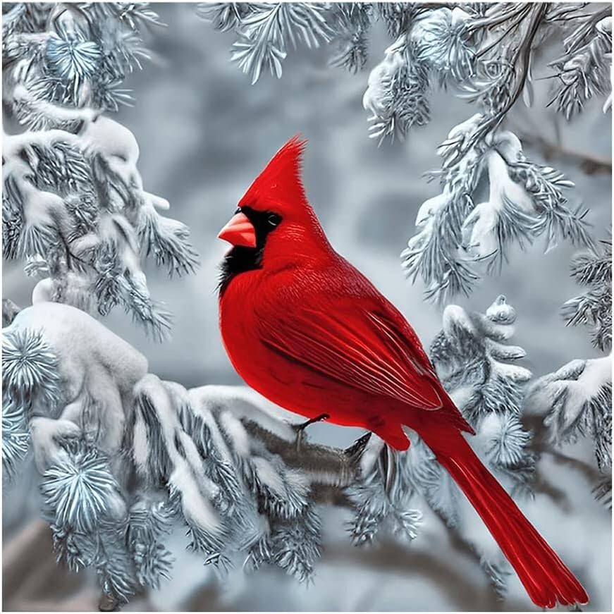 Stalente 5D Diamond Painting Kit – Cardinal Bird,Full Drill,DIY Art Gift (12x12)