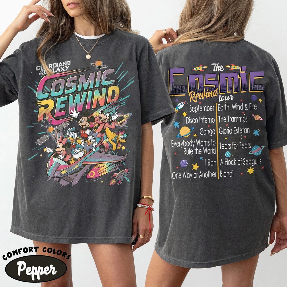 2-sided Mickey & Friends Guardians Of The Galaxy Cosmic Rewind T-Shirt, Epcot Ce