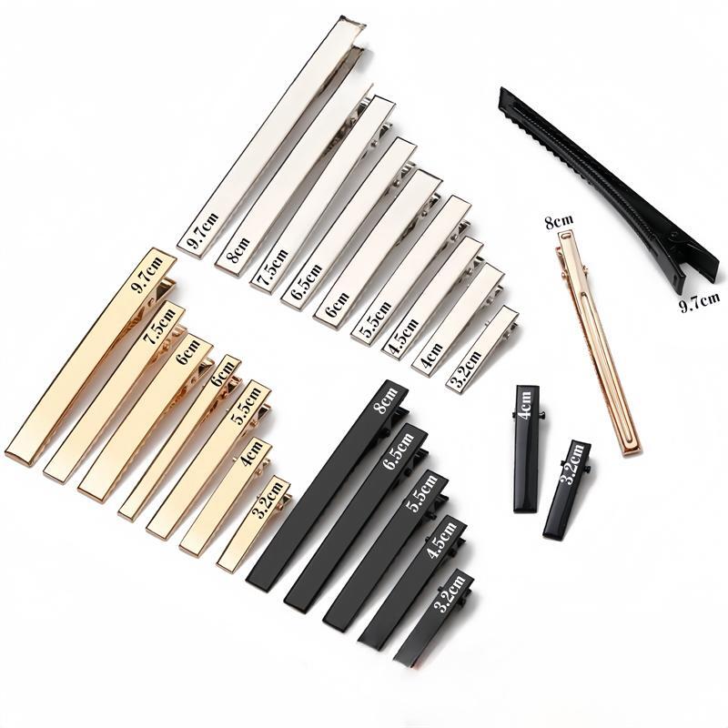 10pcs Metal Single Prong Alligator Hairpin Teeth in 20mm to 80mm Sizes for Secure Styling