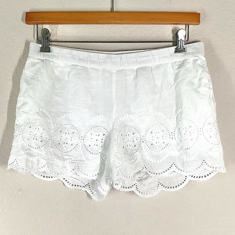 VINEYARD VINES White Eyelet Pull-On Shorts S Pockets Preppy Vacation Nautical