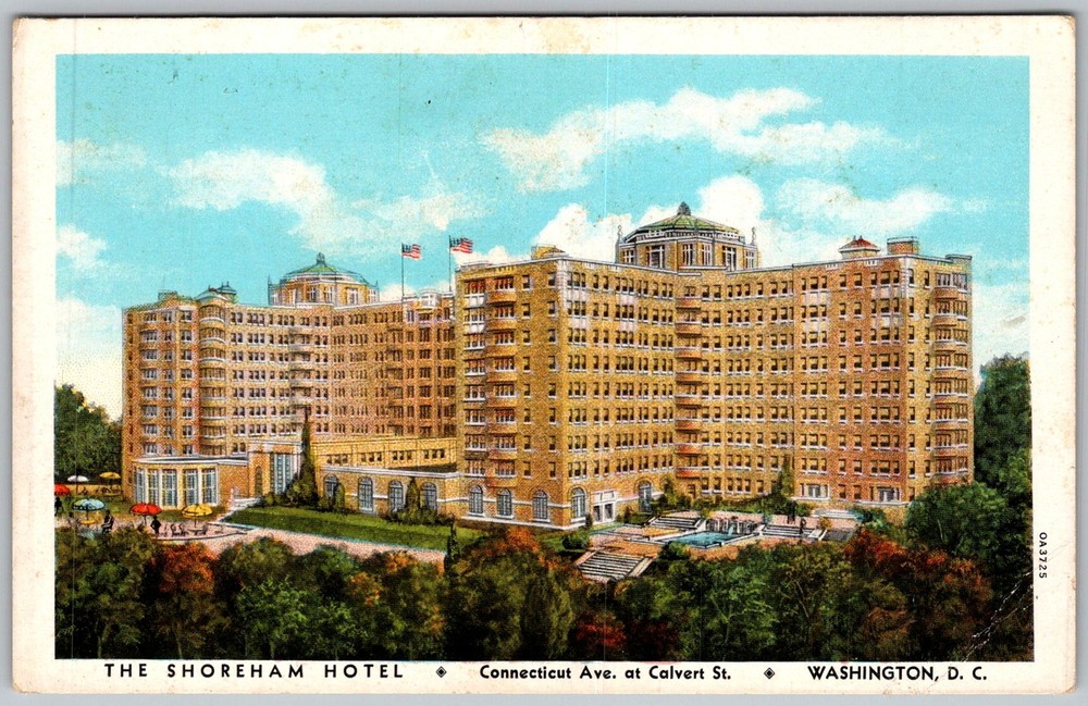 Vtg Postcard Shoreham Hotel Illustration Washington, D.C 1930s