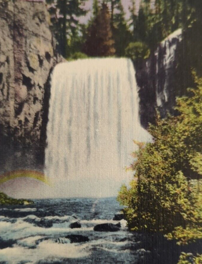 Rainbow Falls Joaquin River Mammoth Lake California 1958 Post VTG Linen Postcard