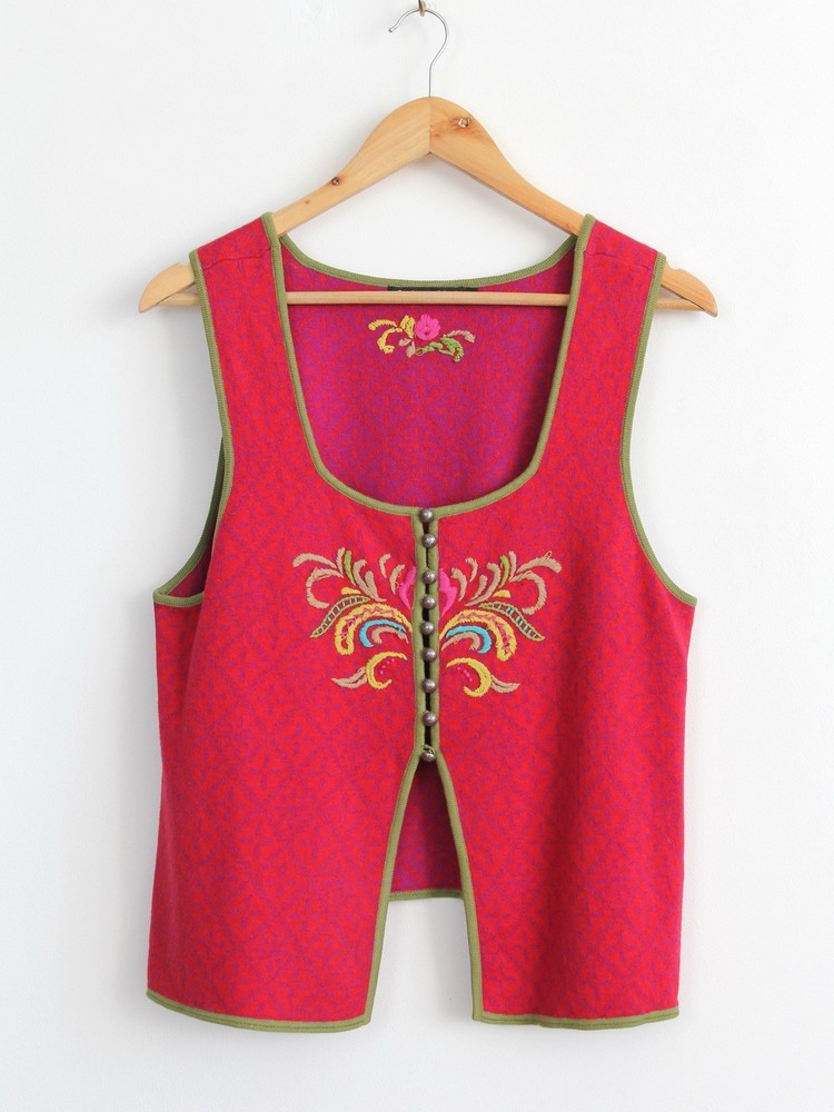 Gudrun Sjoden Flowers Pattern Vest Sleeveless, Size M