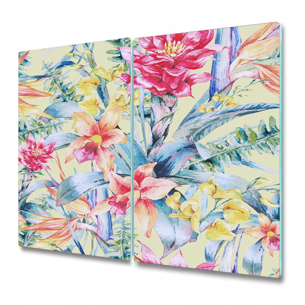 Glass Chopping Board Utensil Board Tropical Flowers Tropical Floral 2x30x52