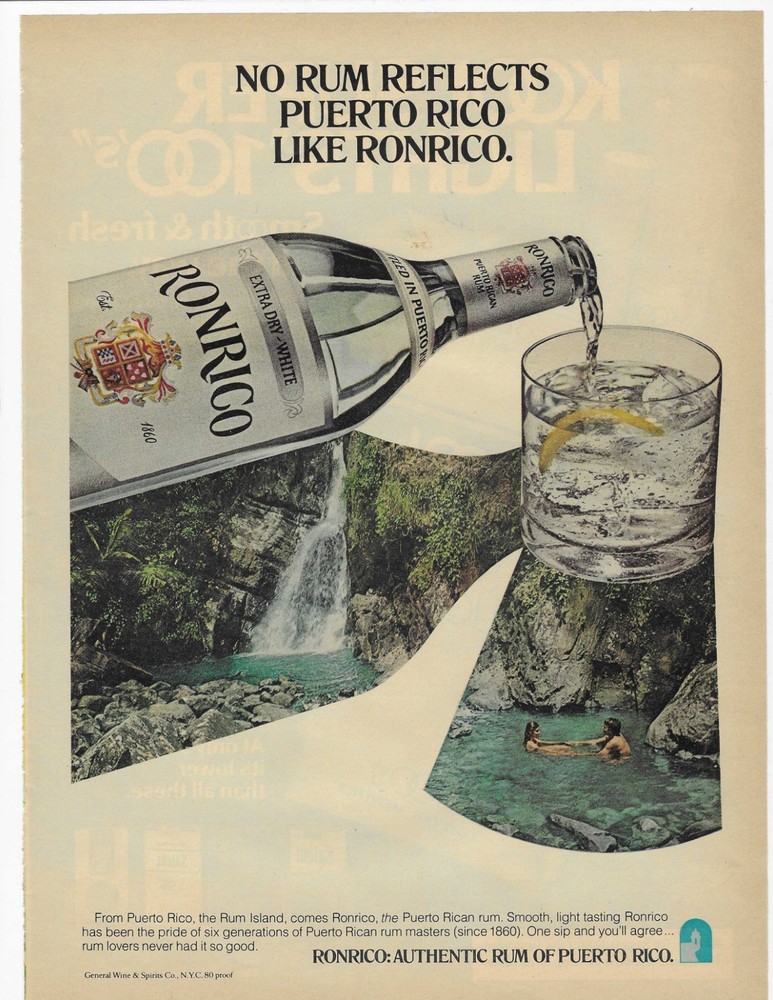 Ronrico: Authentic Rum Of Puerto Rico. Original Print Ad
