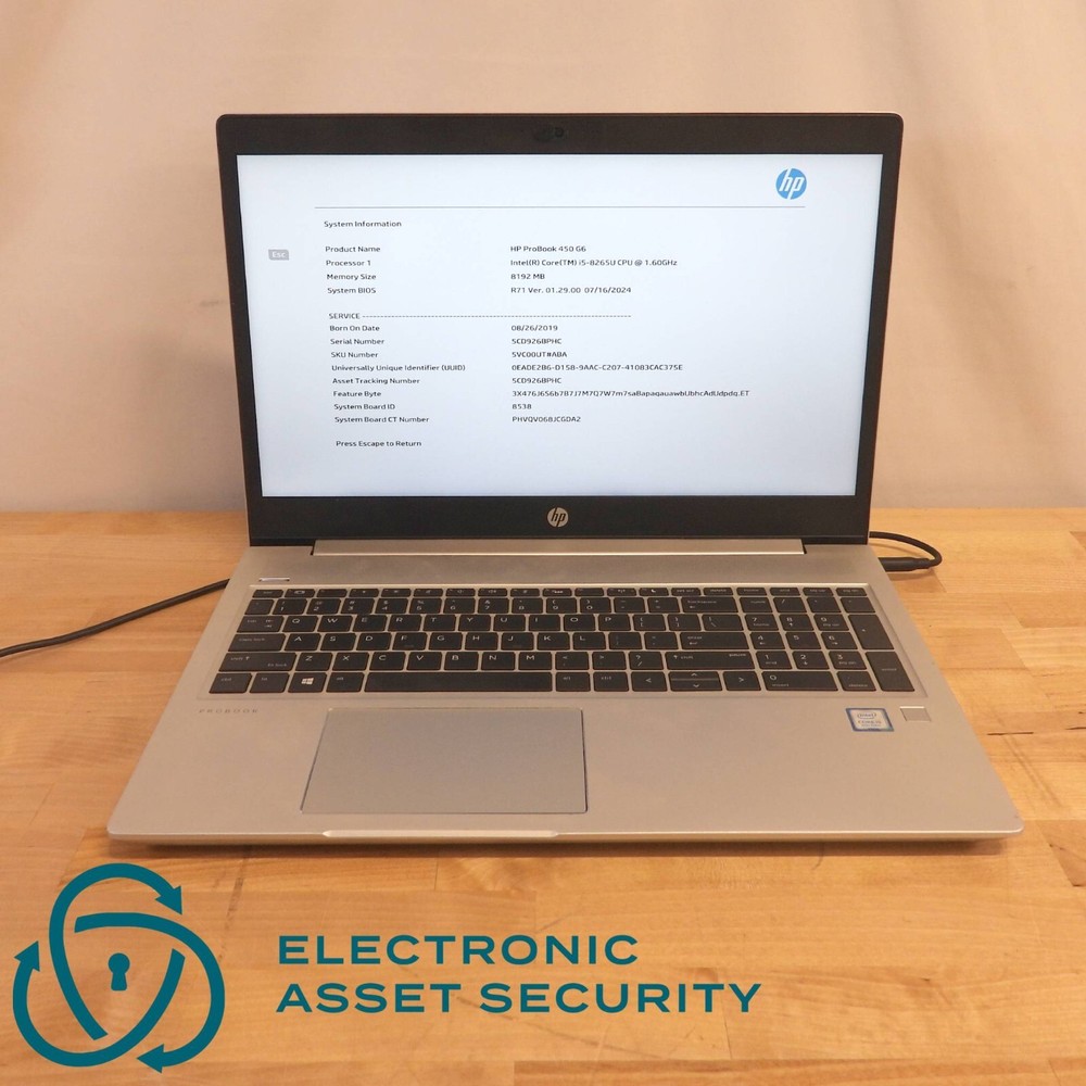 HP ProBook 450 G6 i5-8265U 1.6GHz 8GB RAM (no drive)