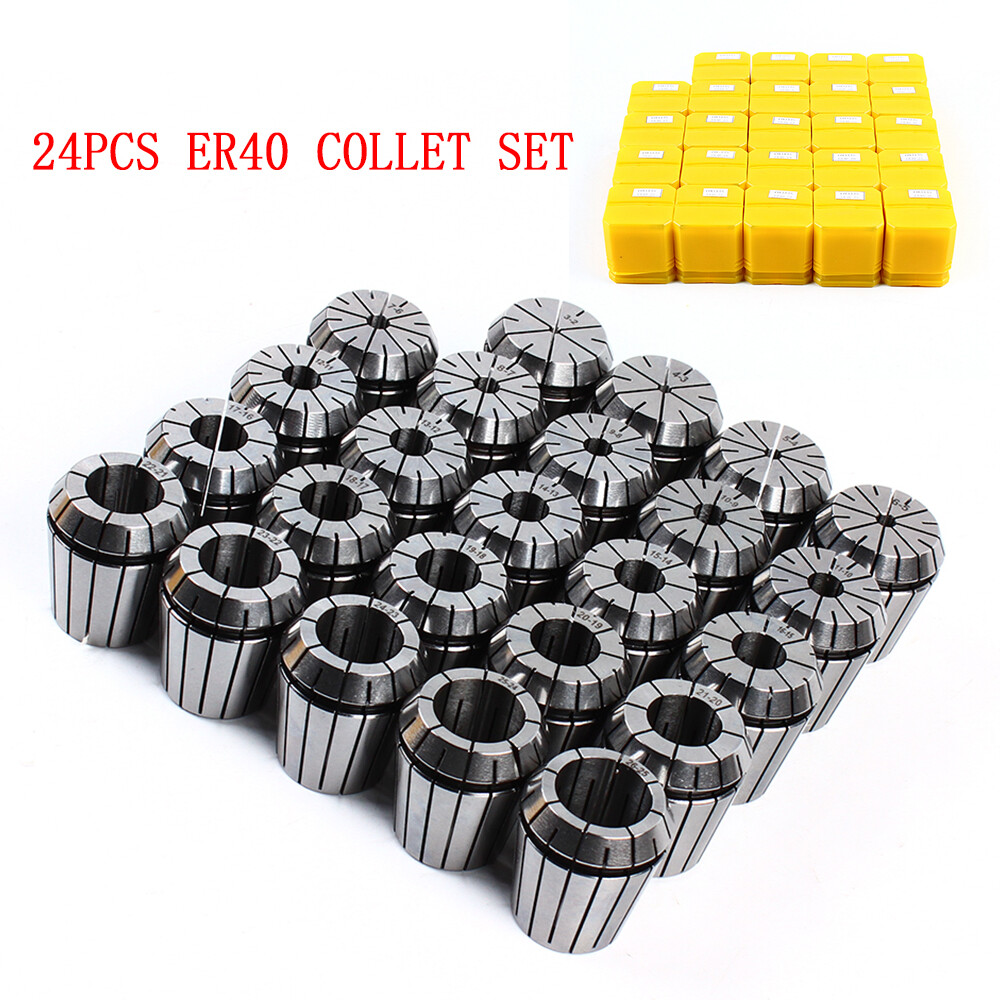 24-Piece ER40 Collet Set – Precision Metric Spring Collets for Milling, Lathe, and CNC Chuck Applications – Durable Bit Holder for Enhanced Machining Performance