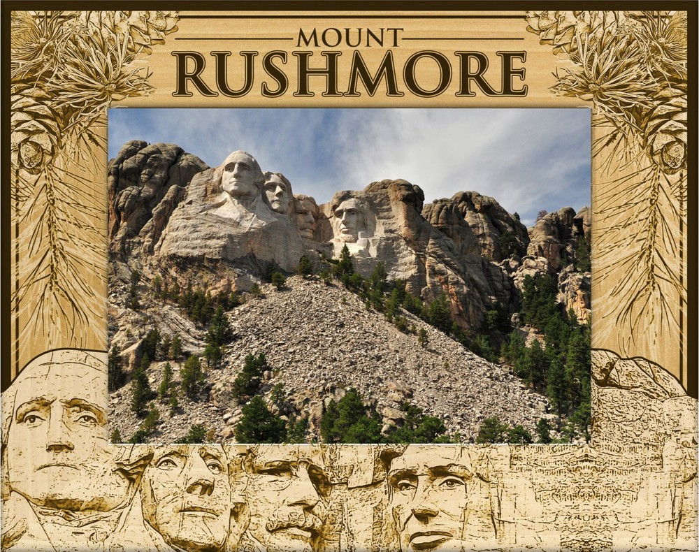 Mount Rushmore South Dakota Laser Engraved Wood Picture Frame Landscape (4 x 6)