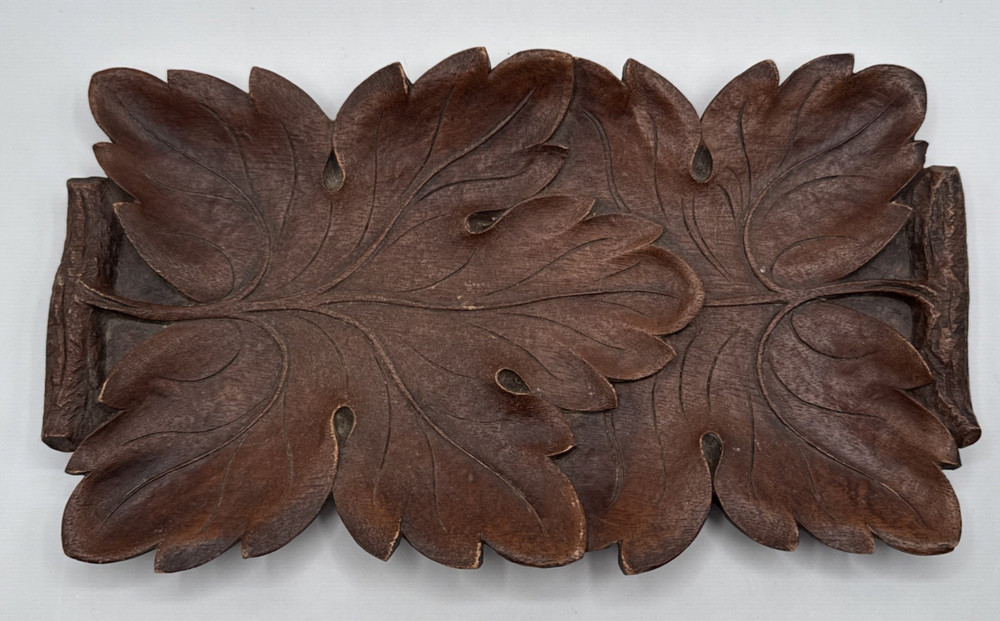 Vintage Syroco Wood Leaf Decorative Tray with Handles Fall Holiday
