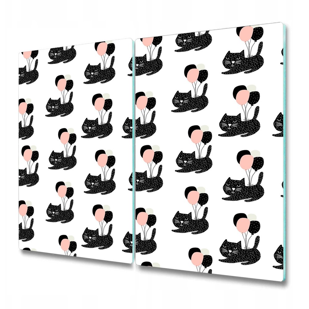Glass Kitchen Chopping Board Worktop Saver Cute Cats Cats with balloons 2x30x52