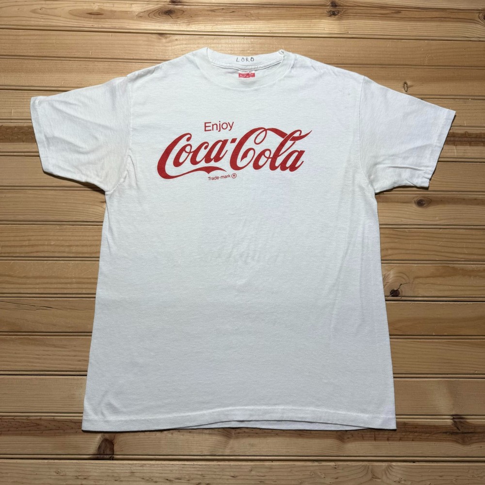 Vintage 80s Enjoy Coca-Cola Single Stitch Promo Advertising Tee Shirt Size XL
